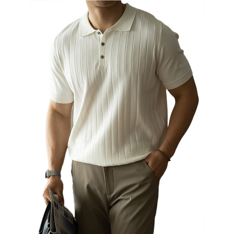 Light Luxury High-end Machine Washable Wool Short-sleeved Polo Shirt